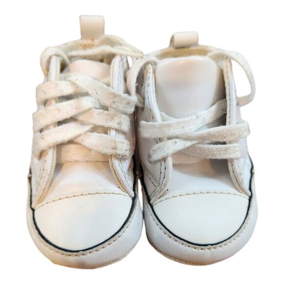 Converse all star 2 pr black & white sz 2 infant/toddler leather chuck taylors - Picture 5 of 14